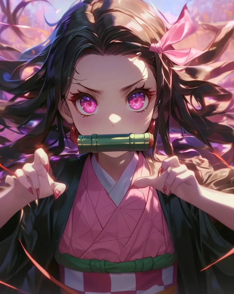 Hình nezuko cute với phong cách chibi đáng yêu
