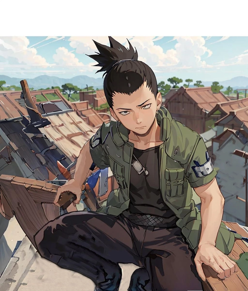 Khung cảnh Shikamaru với phong thái chậm rãi rõ nét
