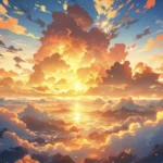 Khung cảnh trời sáng với màu xanh dịu anime bầu trời