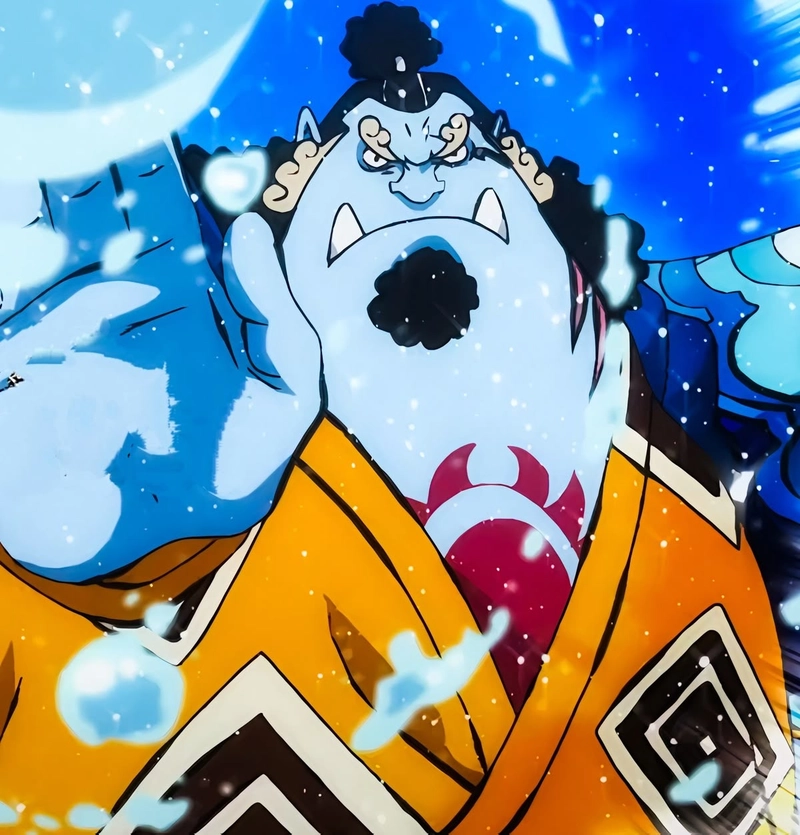 Khung hình Jinbe anime với ánh nhìn sắc tạo điểm nhấn