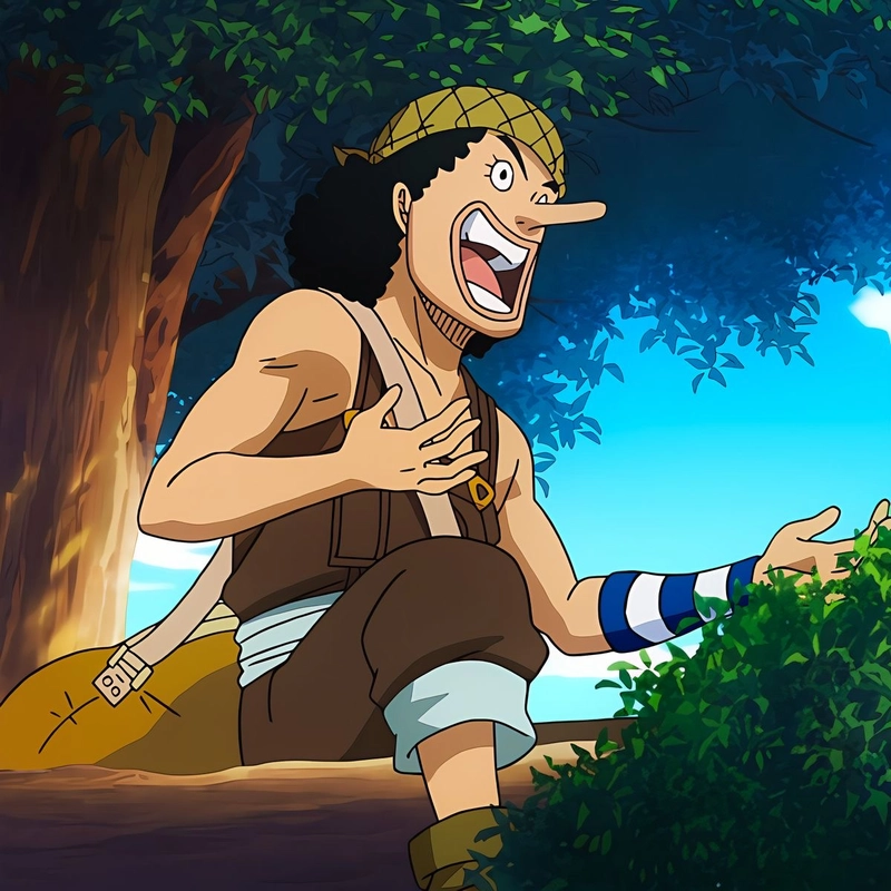 Khung hình Usopp với ánh mắt đầy năng lượng