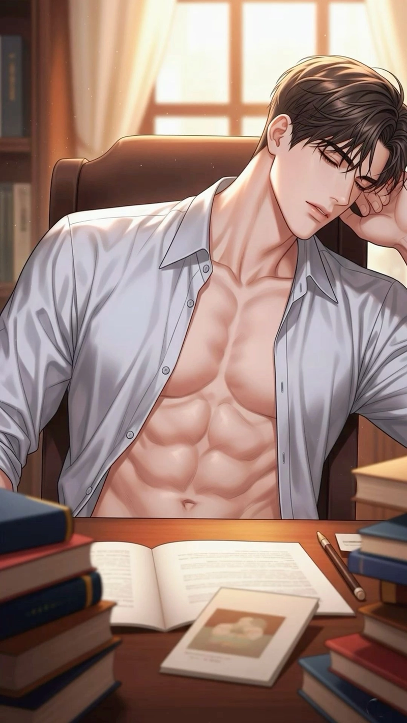 Khung hình tổng tài anime với ánh nhìn sắc nét