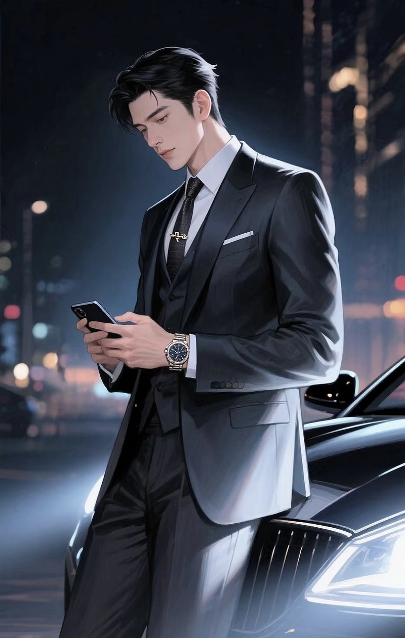 Khung hình tổng tài anime với vest lịch lãm nổi bật