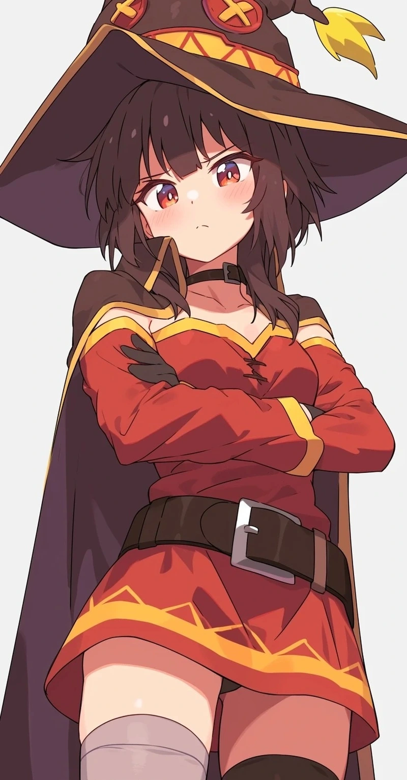 Megumin anime ngồi xổm phong cách dễ thương