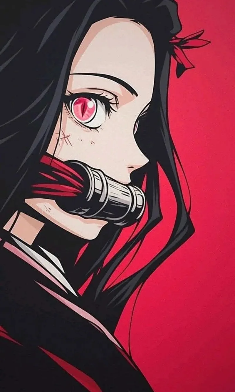 Nezuko với thần thái nhẹ nhàng trong phong cách anime