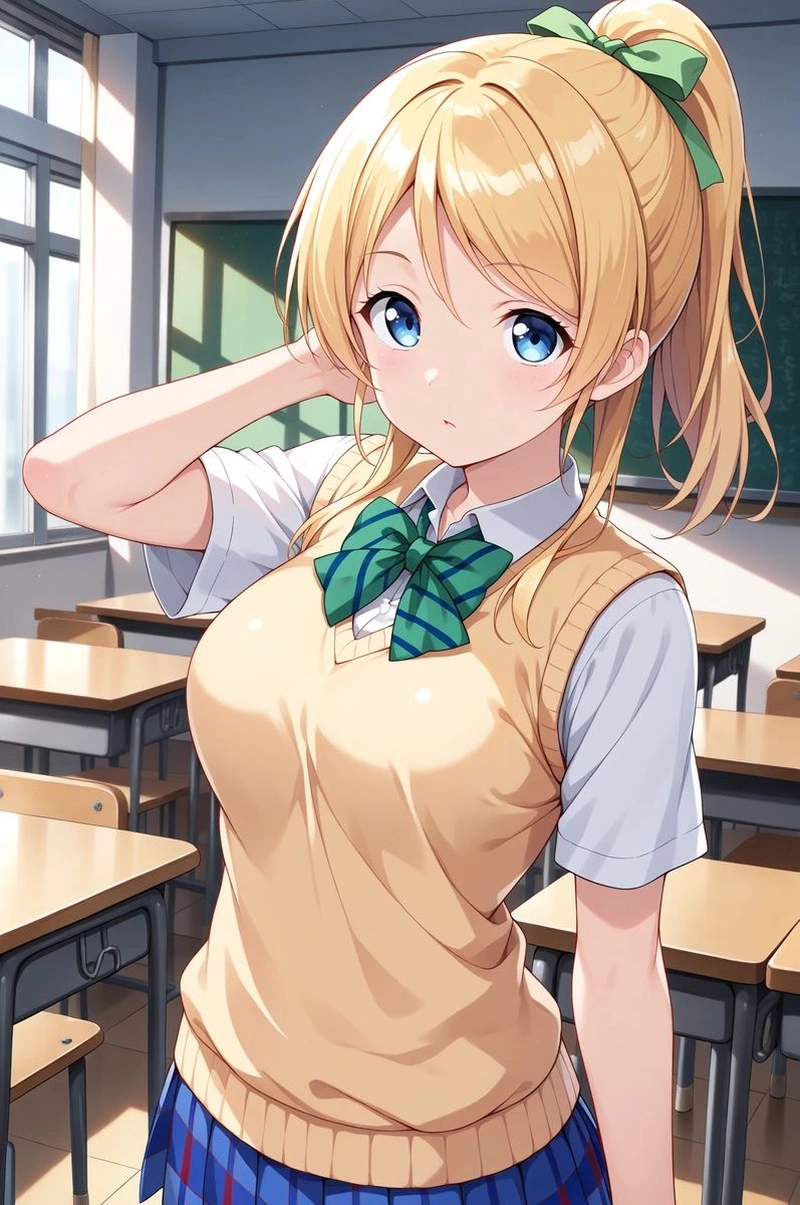 Nữ học sinh anime xinh đẹp mơ màng