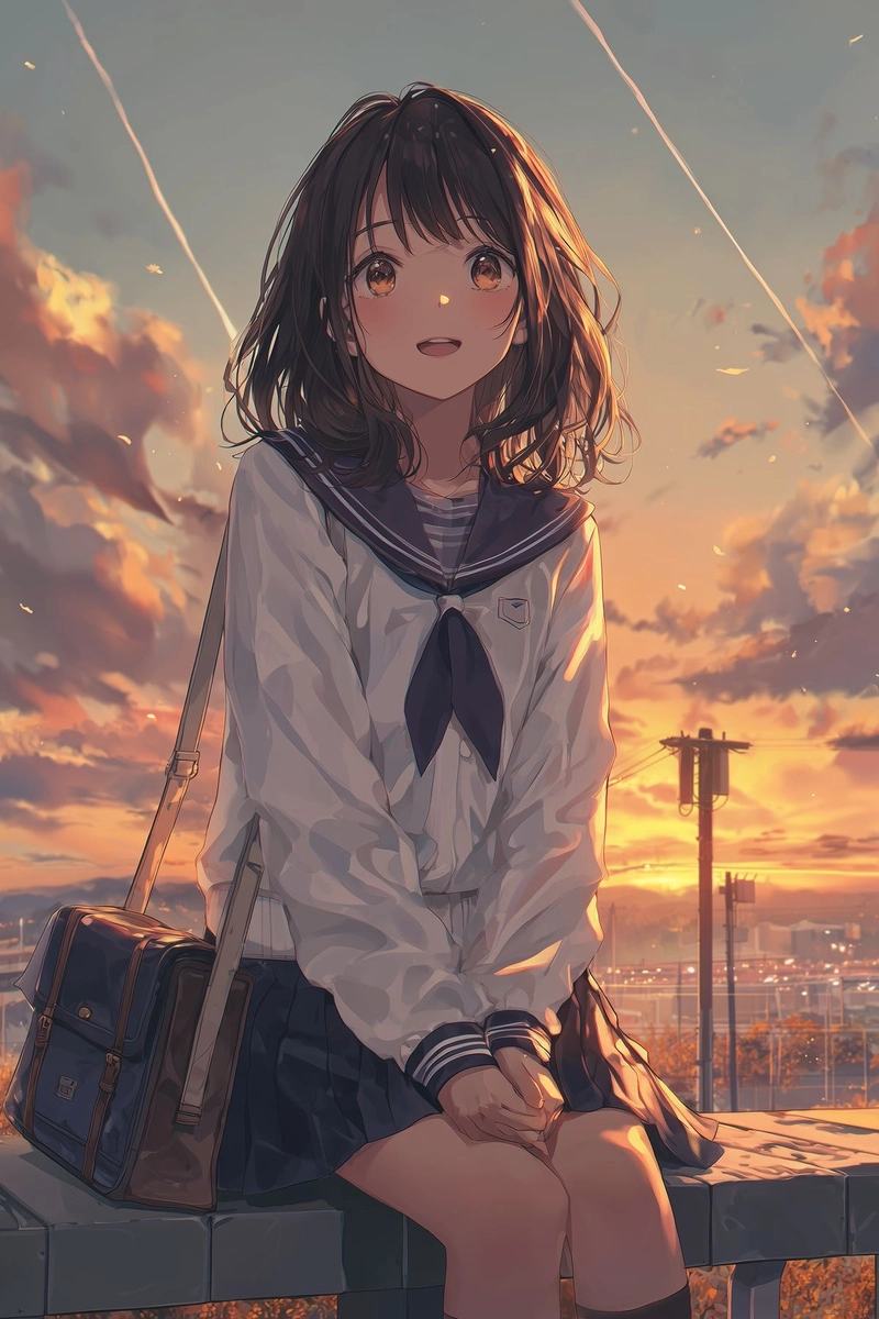 Nữ học sinh anime xinh đẹp thuần khiết