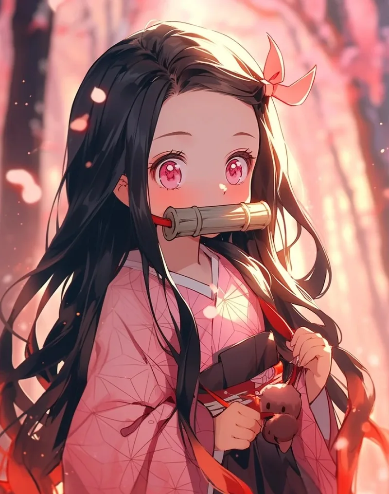 Nữ quỷ anime nezuko với thần thái nhẹ nhàng cuốn hút