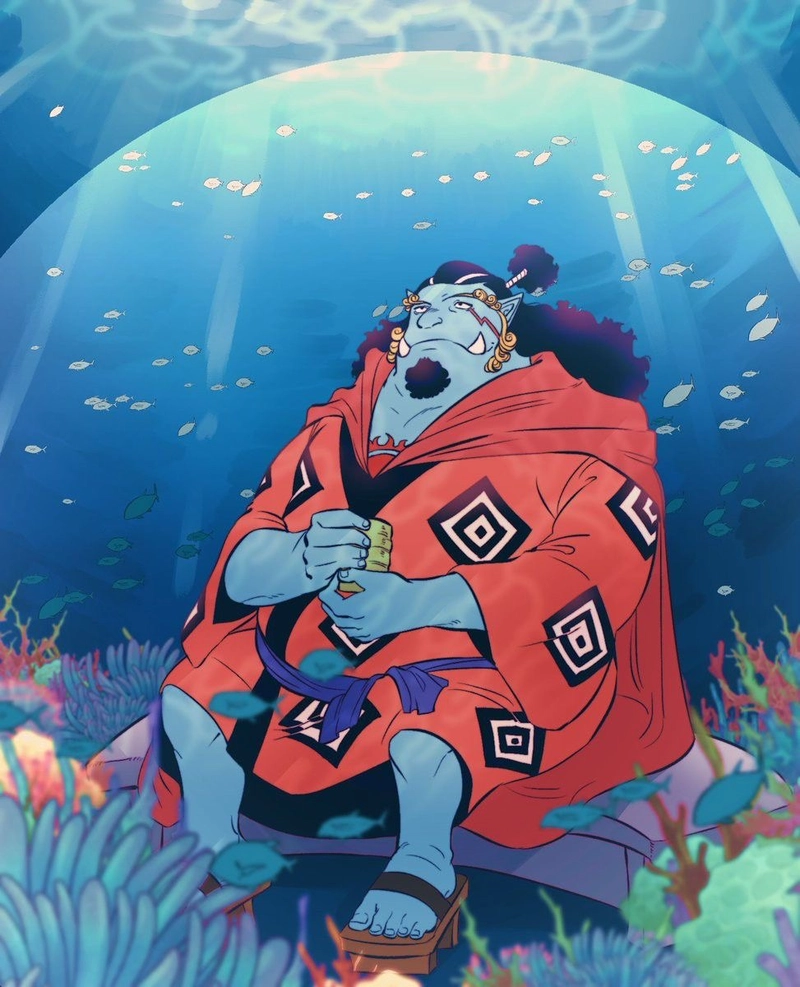 Tạo hình Jinbe anime với ánh sáng làm nổi bật nhân vật
