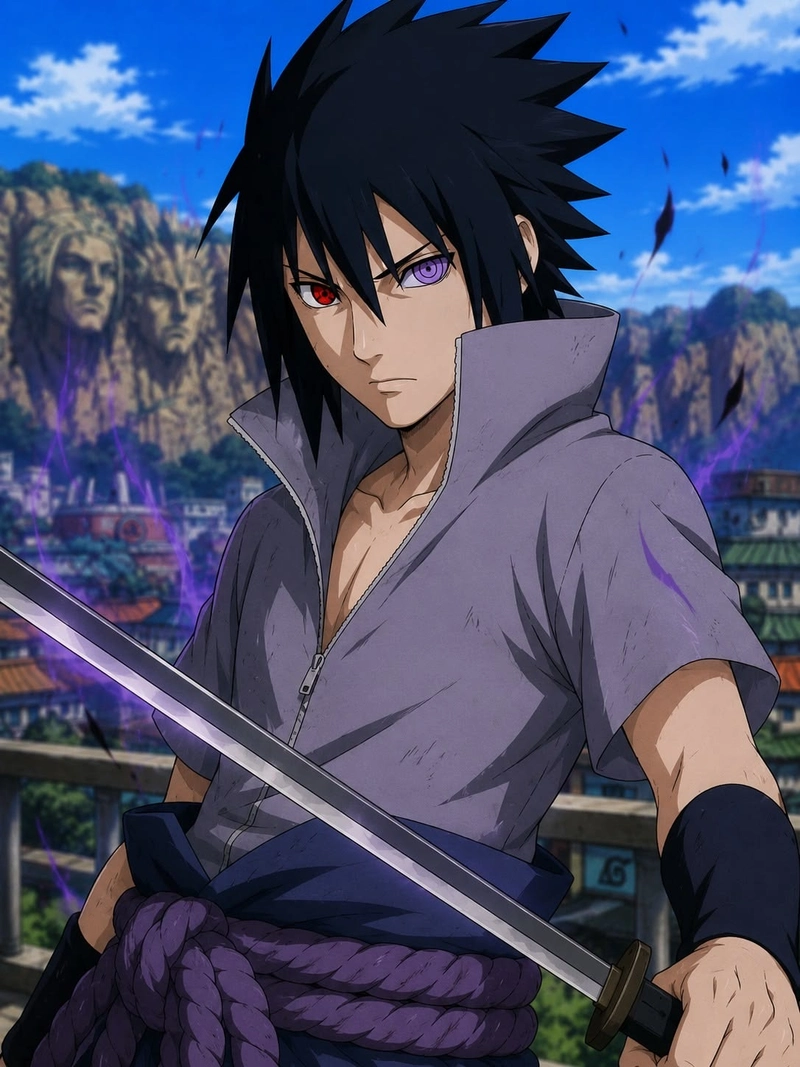 Tạo hình Sasuke ngầu với phong cách đặc trưng quen thuộc