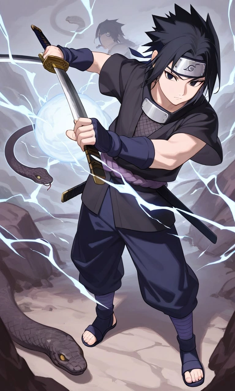 Tạo hình Sasuke ngầu với phong cách riêng biệt rõ nét