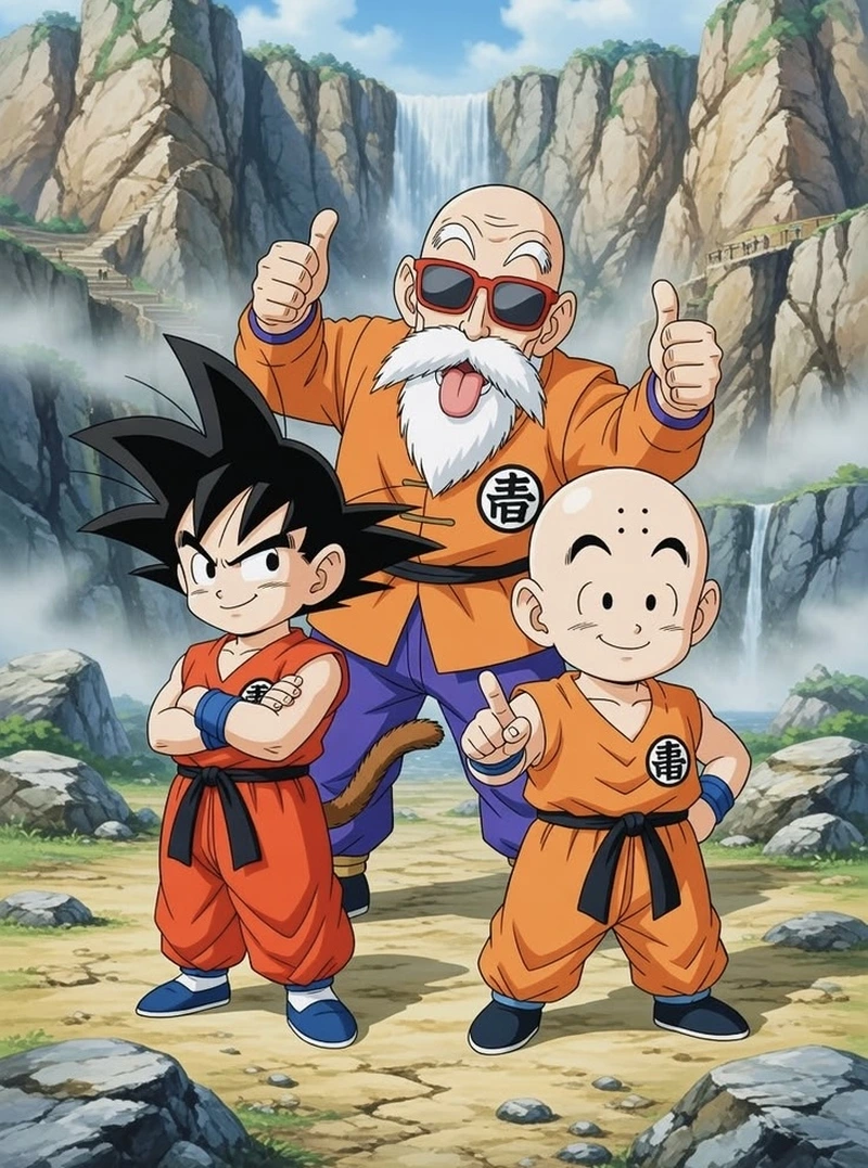 Ảnh Krillin với ánh sáng năng lượng bao quanh cơ thể