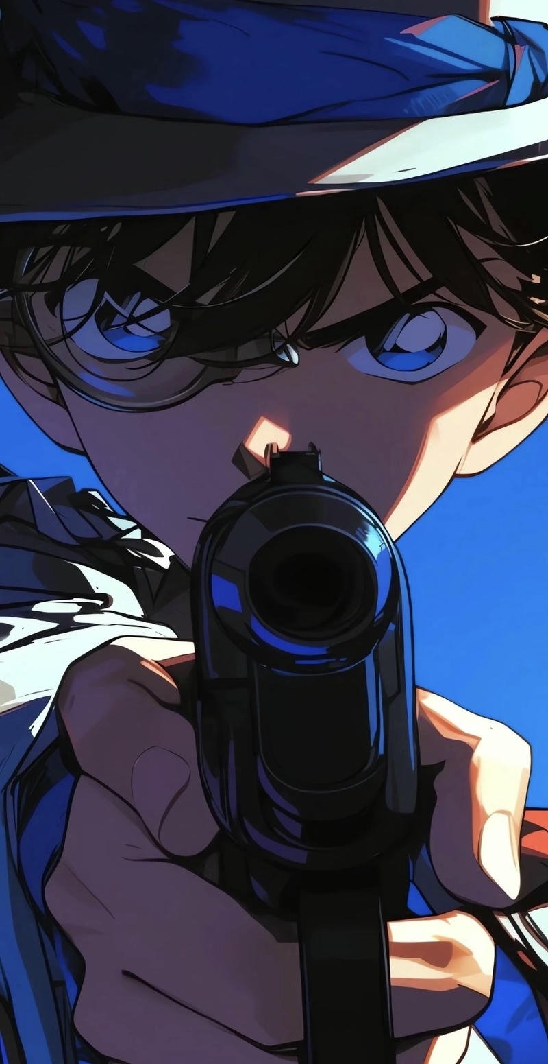 Ảnh Kudo Shinichi anime trong bối cảnh phá án hấp dẫn