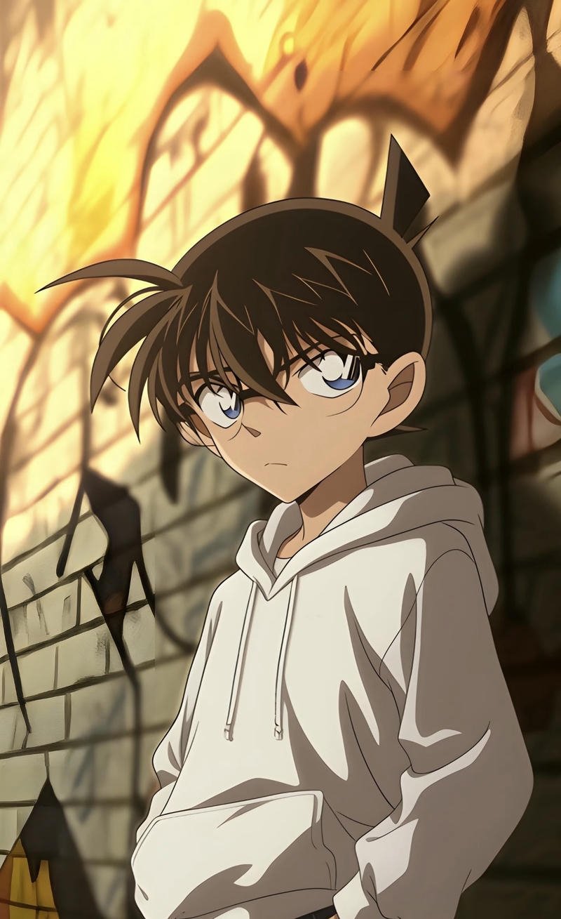 Ảnh Kudo Shinichi anime trong khoảnh khắc suy nghĩ logic