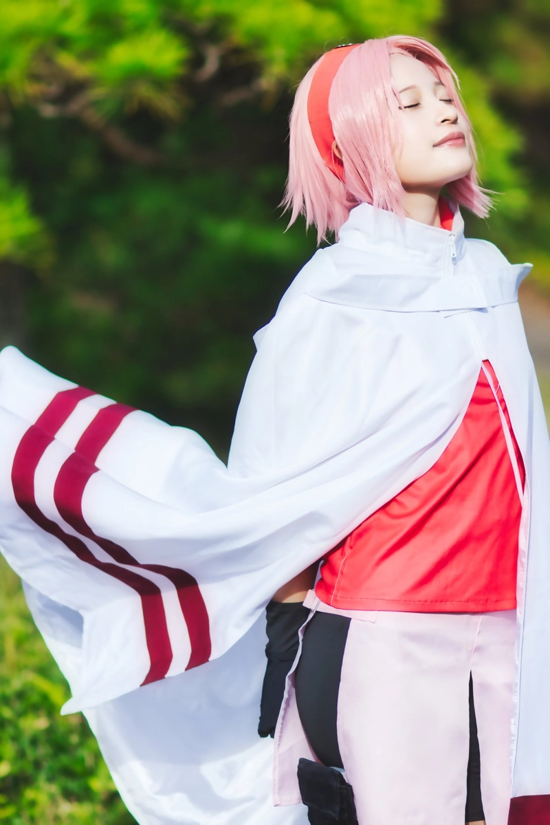 Ảnh Sakura Haruno cosplay mang thần thái mạnh mẽ đầy cuốn hút