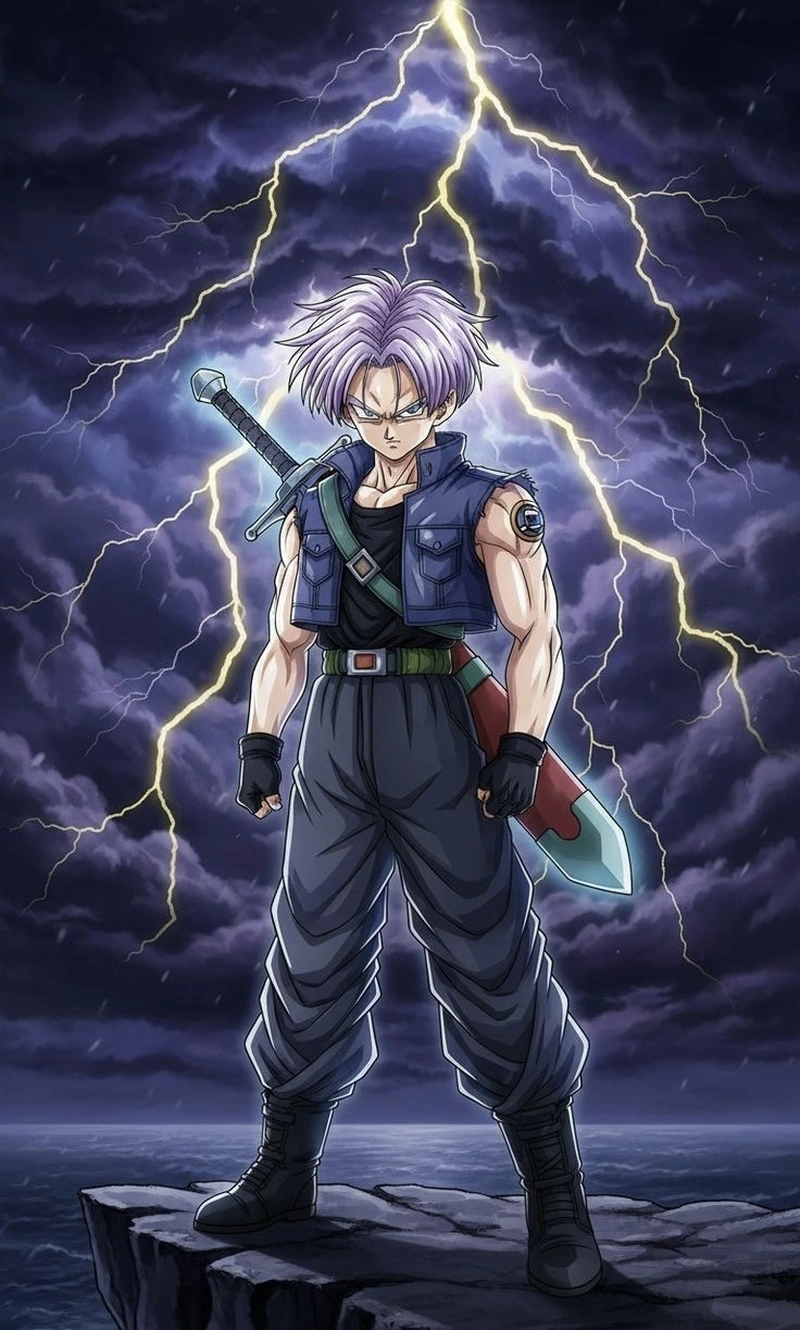 Ảnh Trunks ánh sáng vàng khi biến hình mạnh mẽ