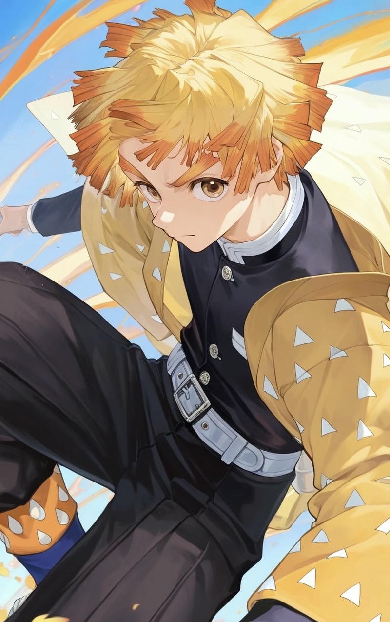 Ảnh Zenitsu anime phong cách nghệ thuật nhẹ nhàng