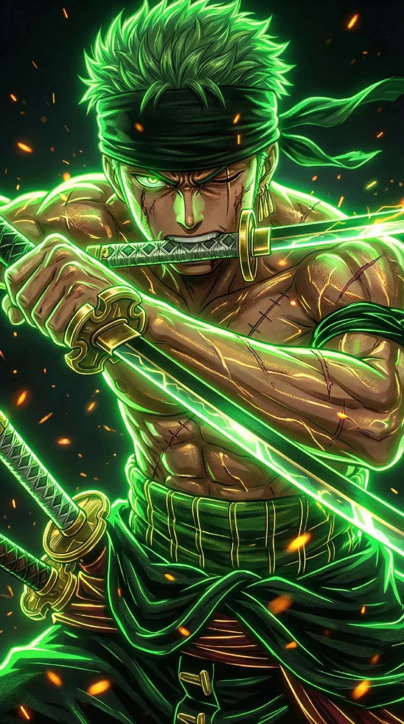 Ảnh Zoro trong tư thế chiến đấu đầy uy lực