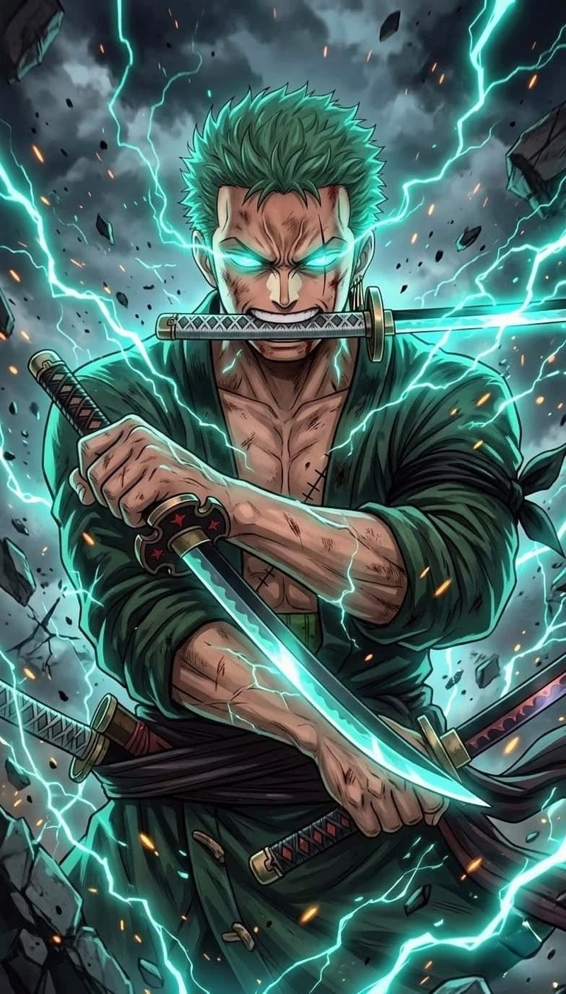 Ảnh Zoro với ba thanh kiếm đầy khí chất