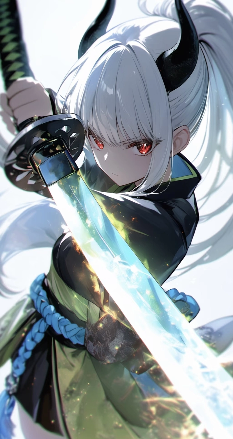 Ảnh anime nữ cầm kiếm cùng thần thái kiên định