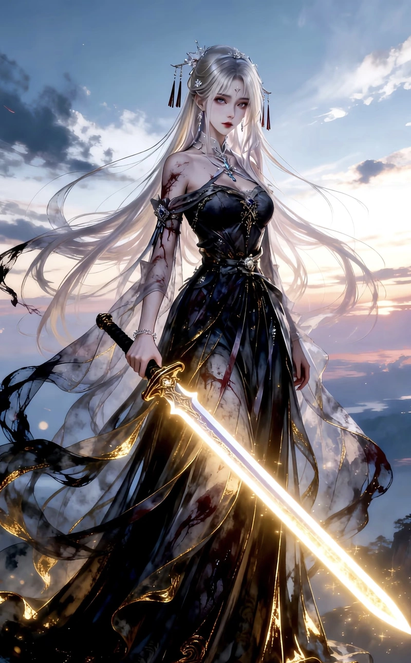 Ảnh cô gái anime cùng thanh kiếm đầy khí chất