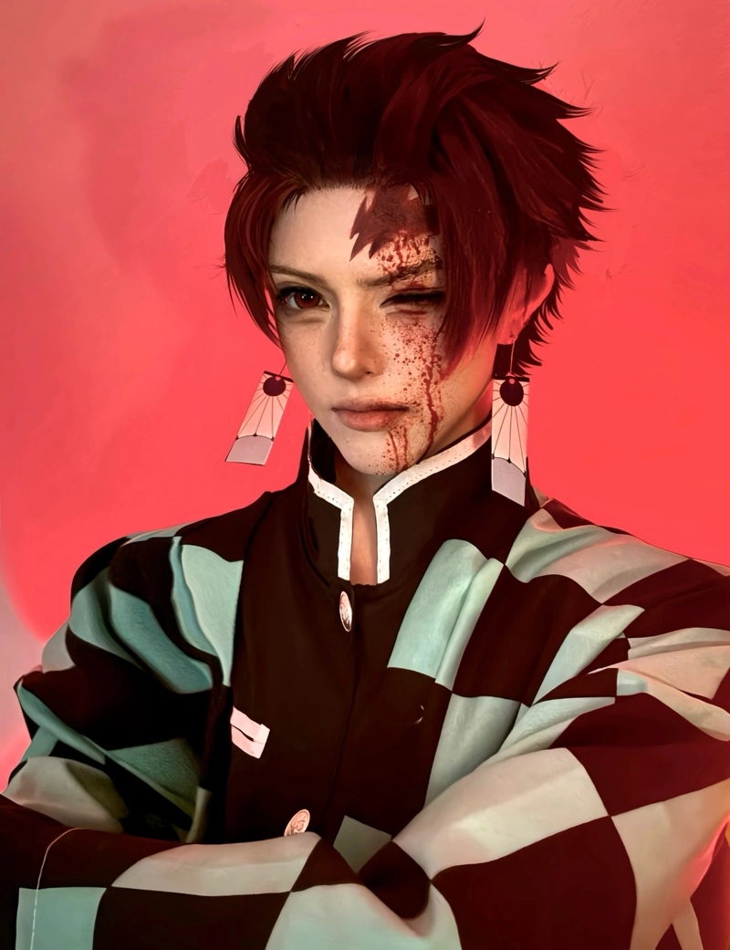 Ảnh cosplay Tanjiro gây ấn tượng mạnh mẽ