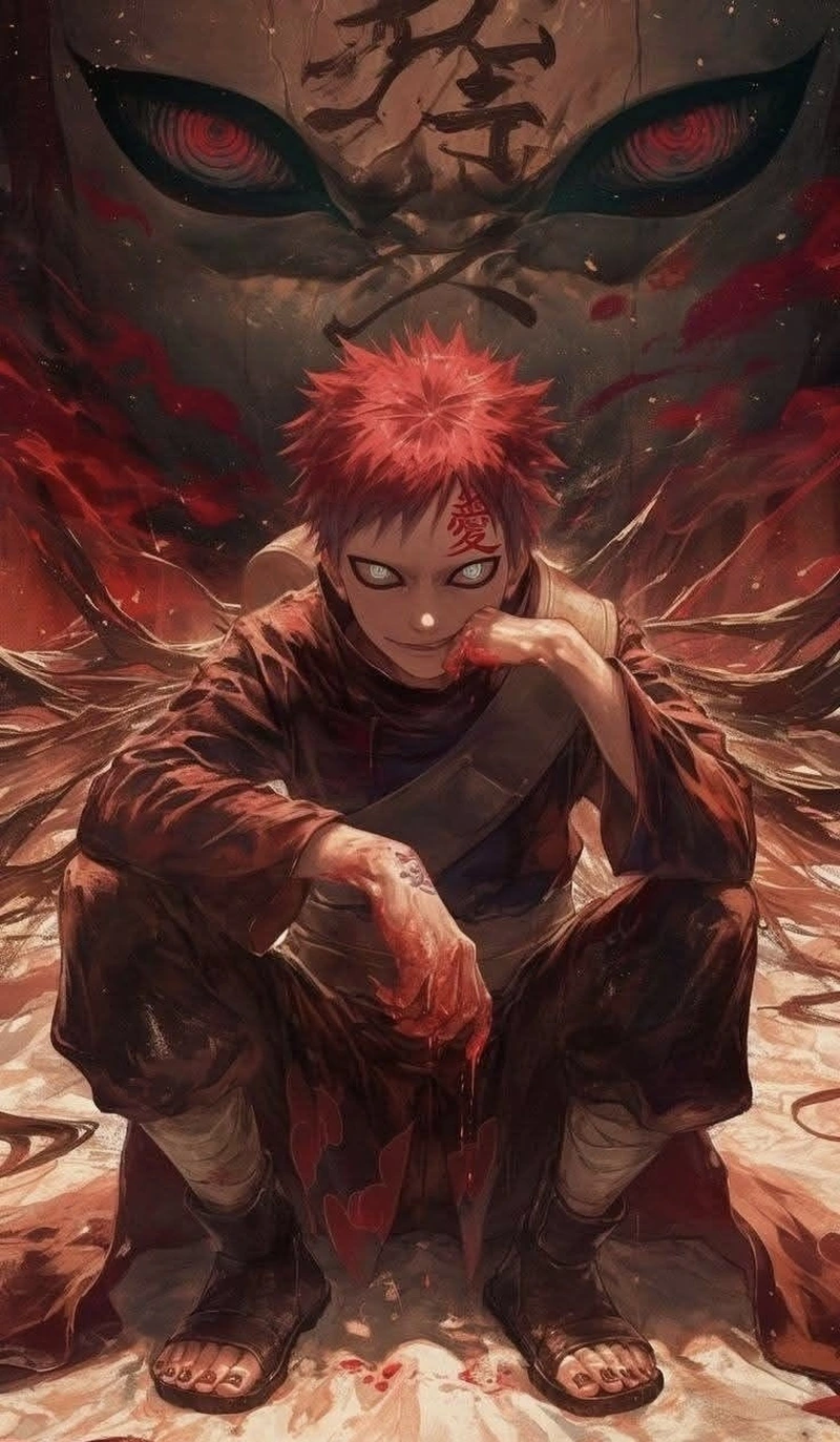 Ánh mắt sâu lắng của Gaara trong tranh Gaara