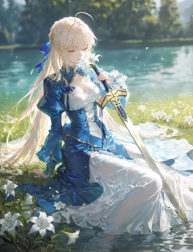 Ảnh nữ chiến binh anime với thanh kiếm sắc bén
