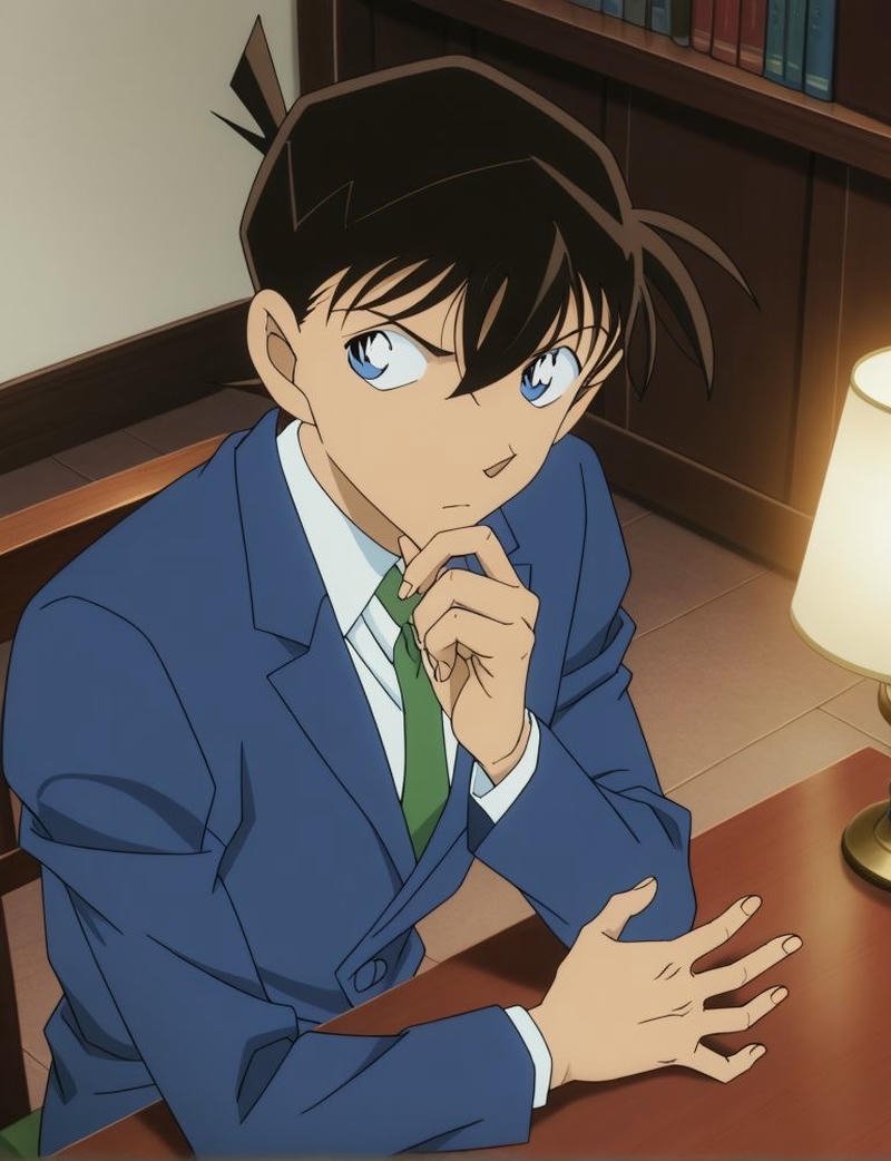Anime Kudo Shinichi với thần thái thám tử đặc trưng
