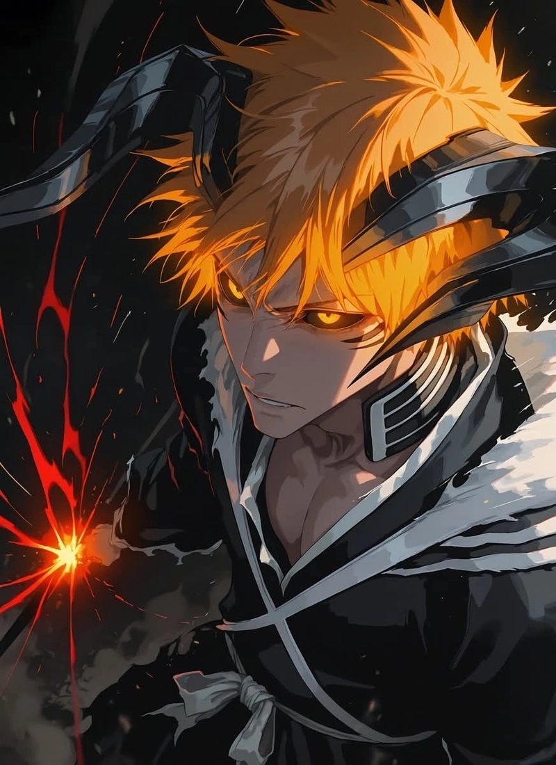 Bức ảnh Kurosaki Ichigo với biểu cảm mạnh mẽ rõ nét