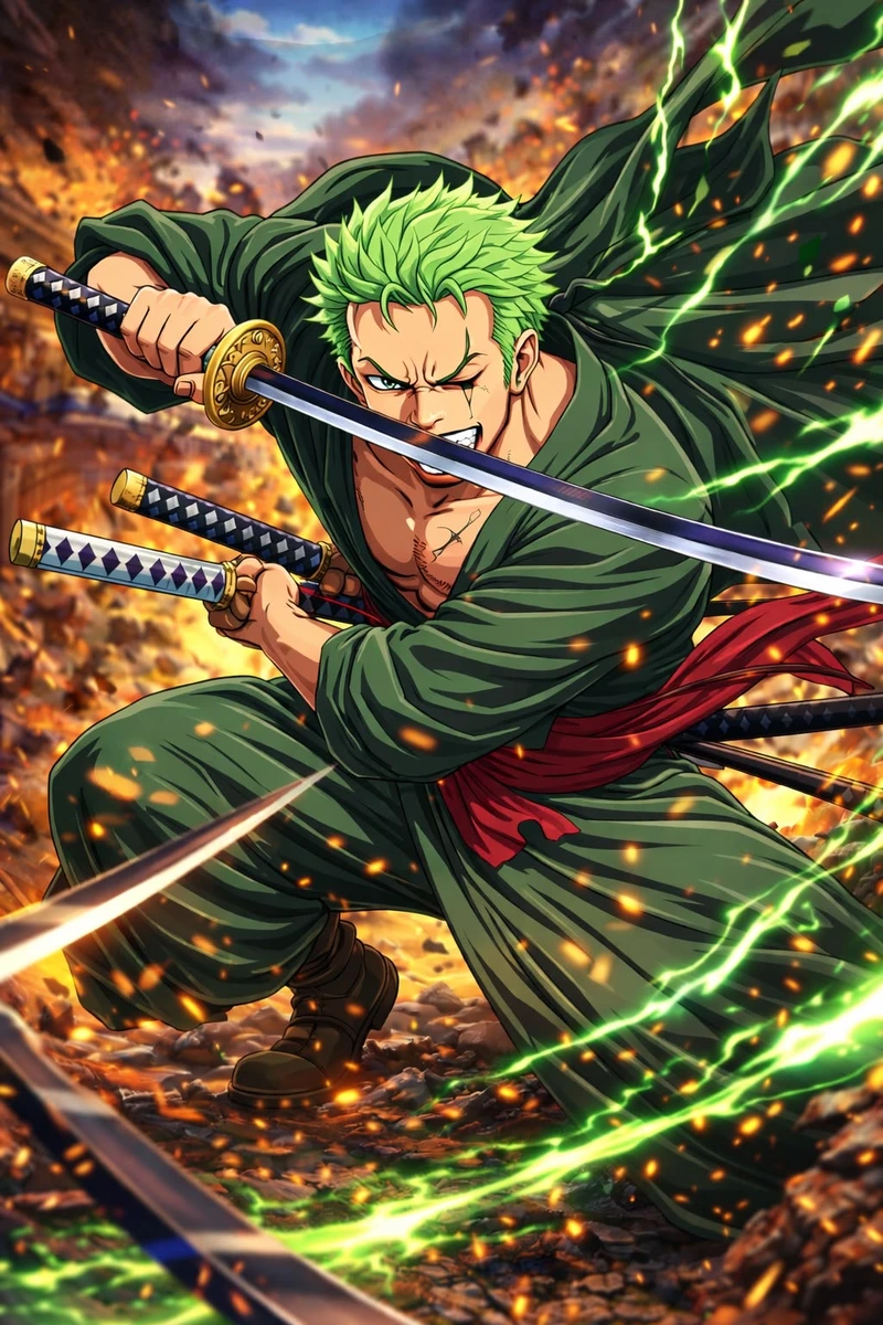 Bức ảnh Zoro cùng ánh nhìn sắc lạnh nổi bật