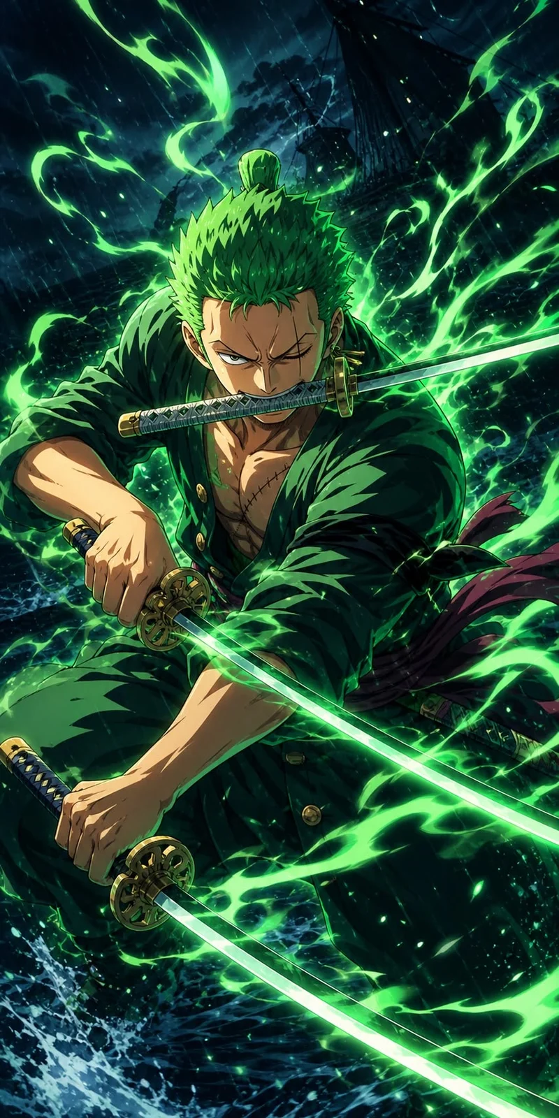 Bức ảnh Zoro với mái tóc xanh đặc trưng nổi bật