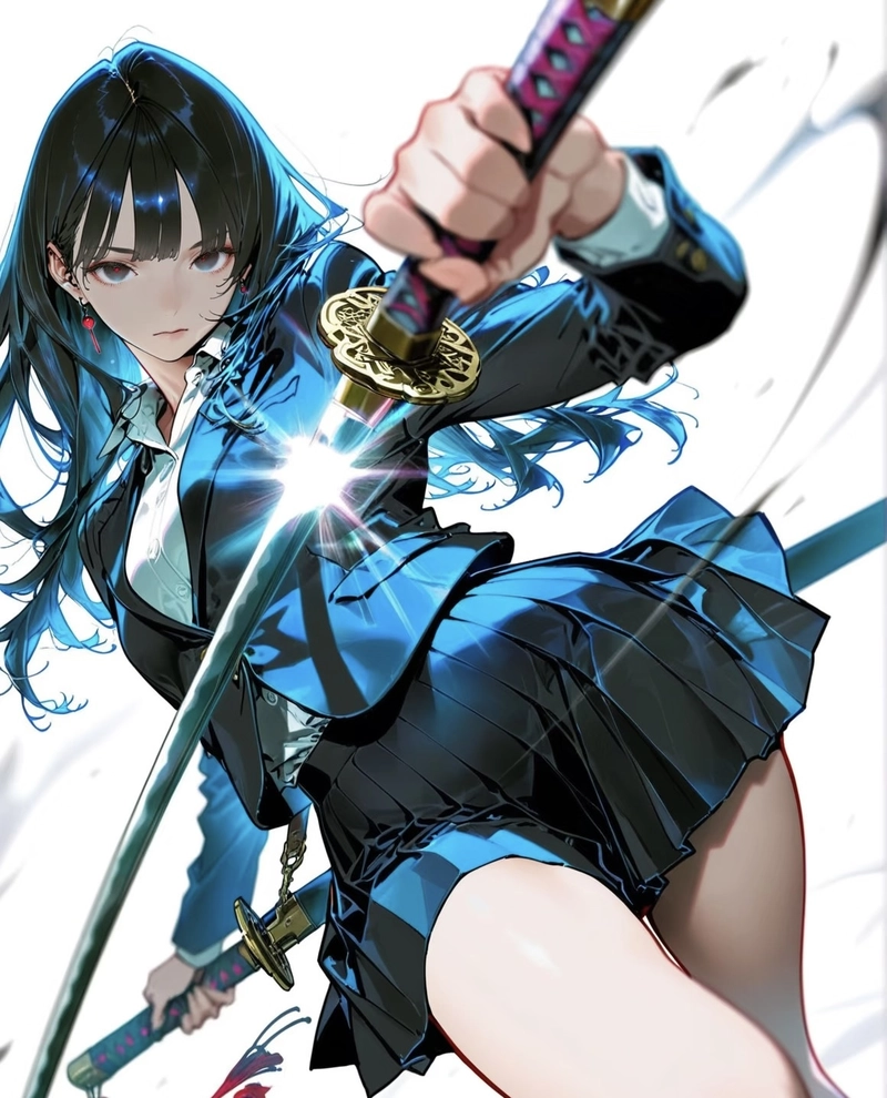 Bức ảnh nữ chiến binh anime với dáng đứng hiên ngang