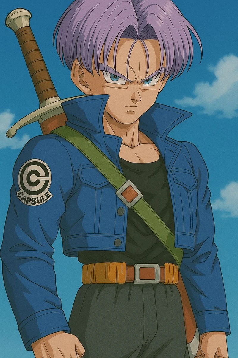 Chiến binh Saiyan ánh mắt lạnh lùng phong cách Trunks