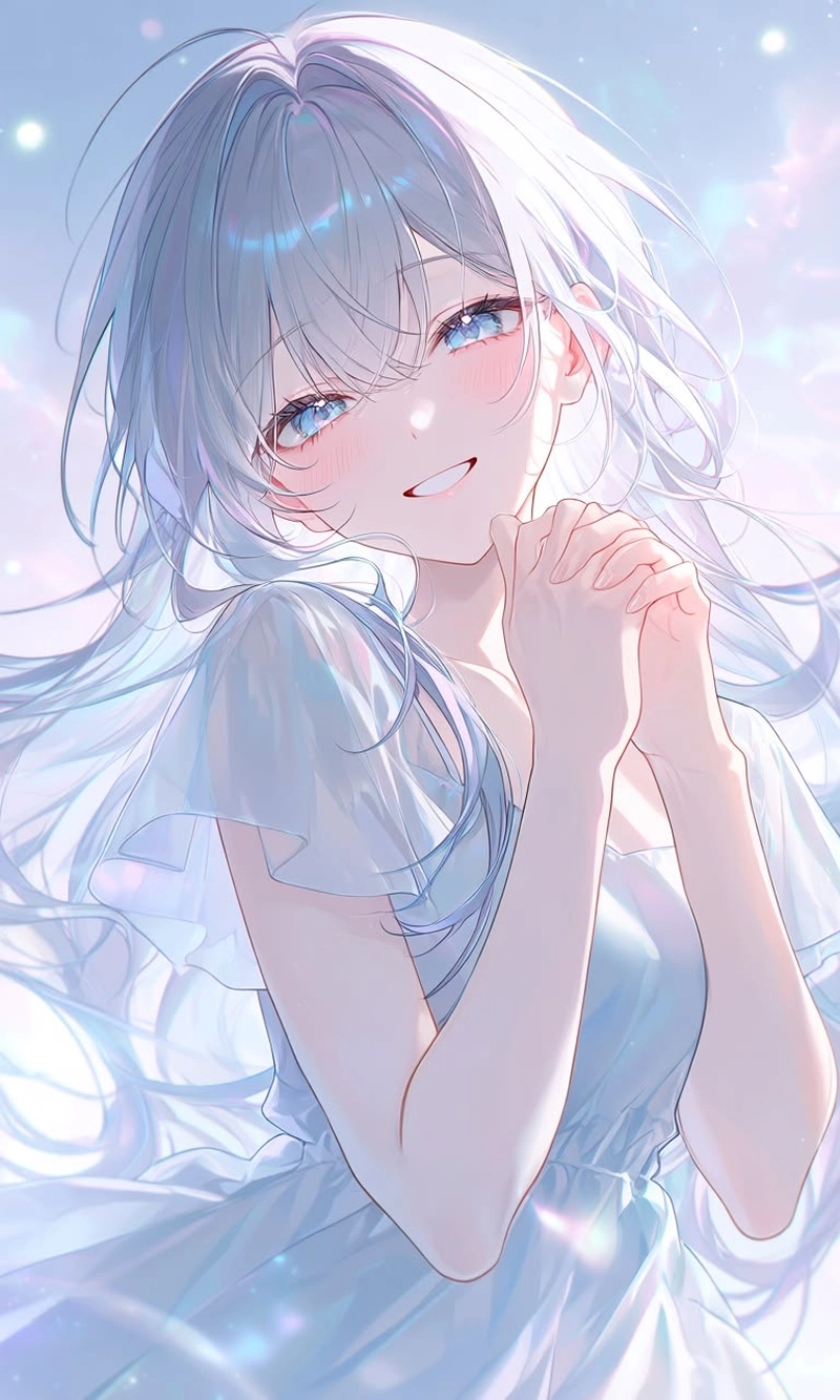 Góc nhìn anime nữ với biểu cảm vui tươi nổi bật