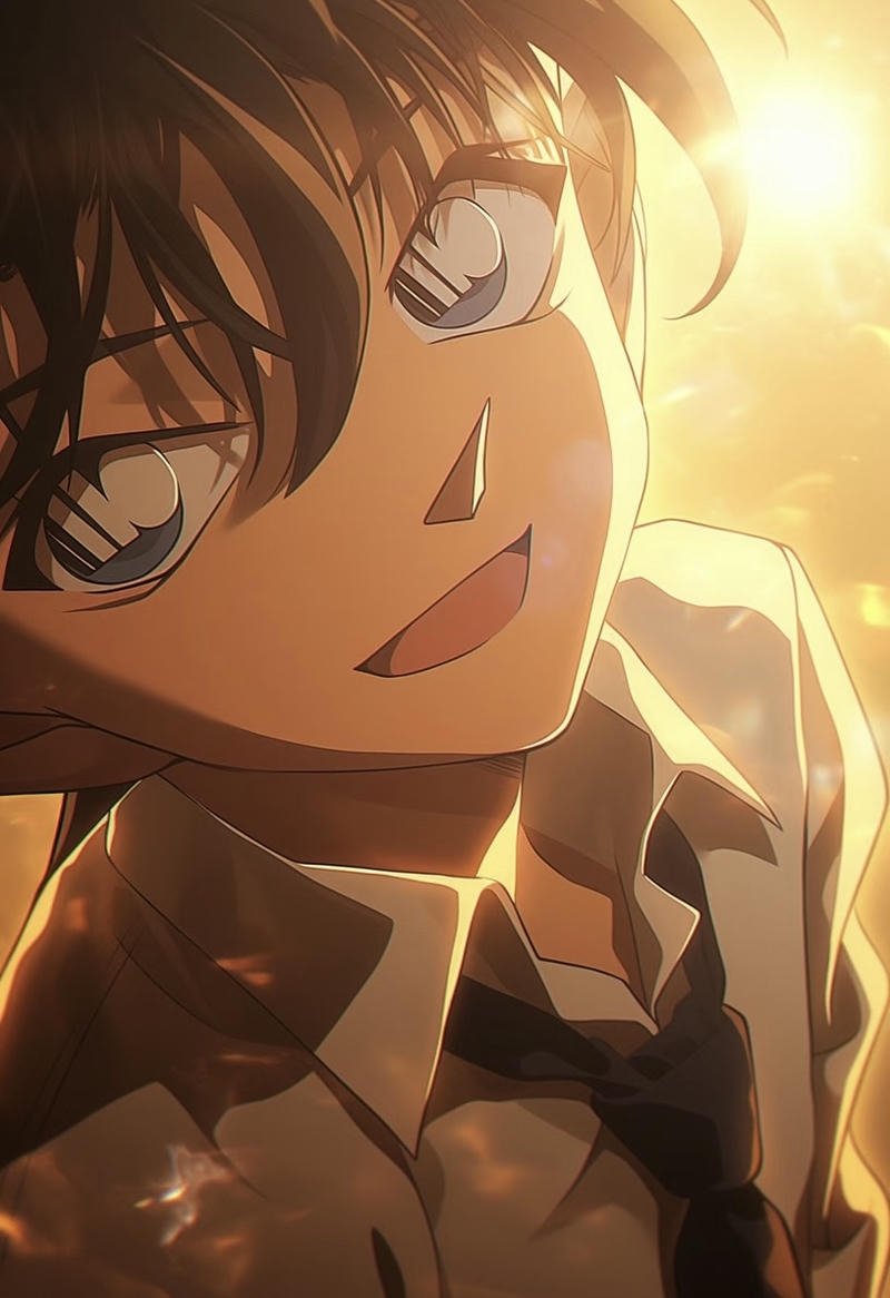 Gương mặt Kudo Shinichi anime biểu cảm bình tĩnh đặc trưng