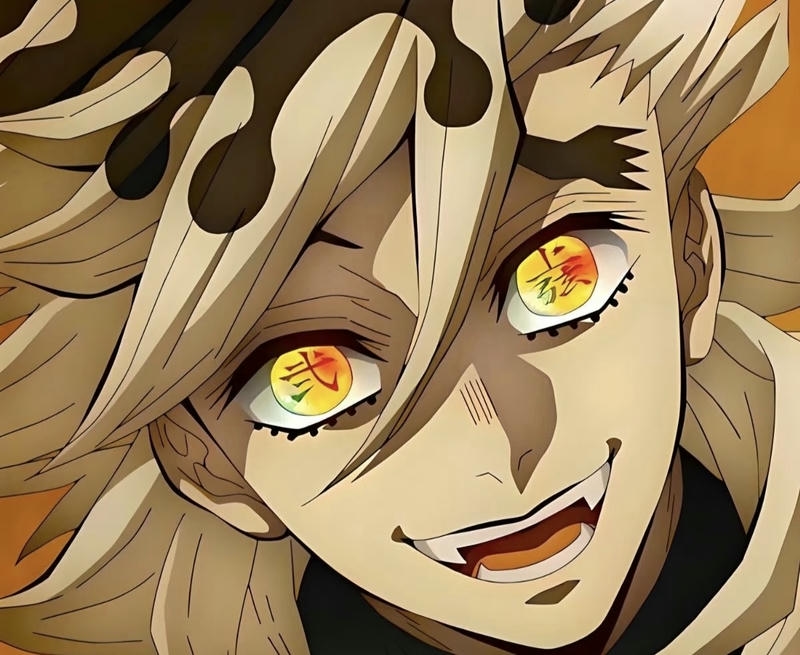Hình Douma anime với ánh mắt nhiều màu đặc trưng