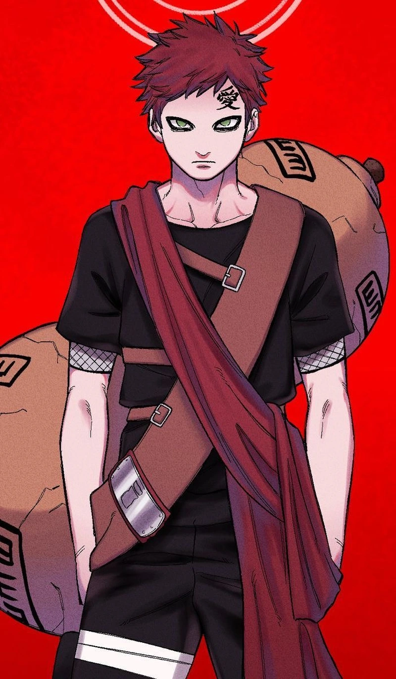 Hình Gaara với ánh nhìn sâu sắc trong tranh anime