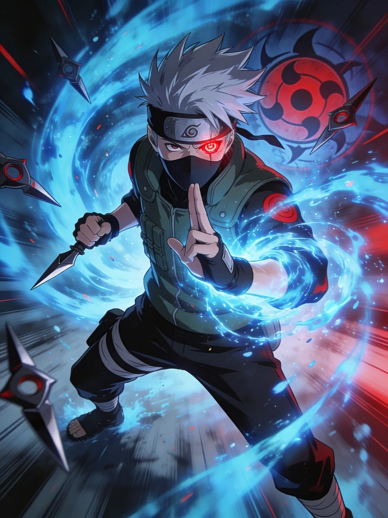 Hình Kakashi ngầu cùng ánh mắt sắc bén đầy cuốn hút