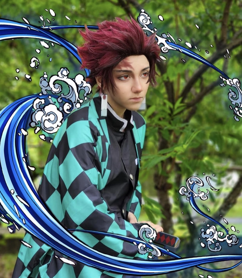 Hình Tanjiro cosplay với visual nổi bật đầy sức hút