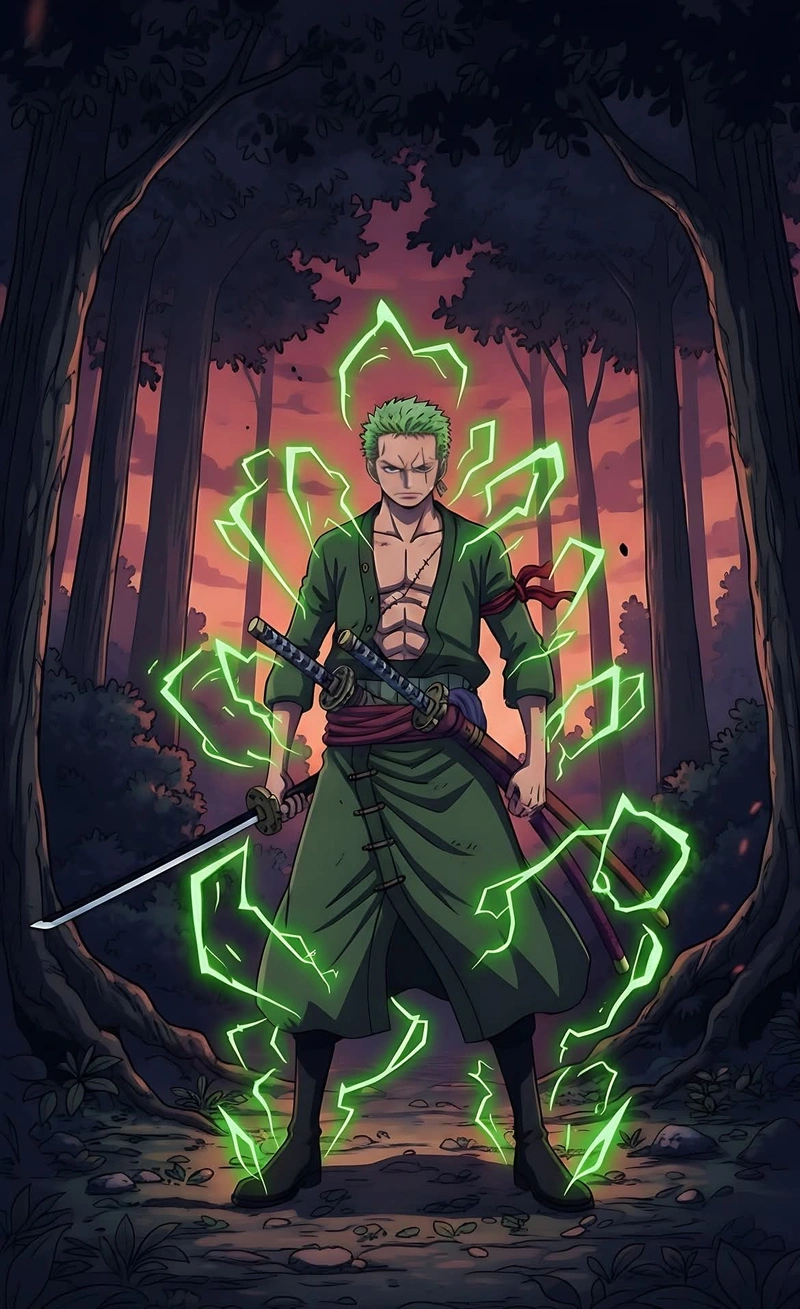 Hình Zoro cùng bộ kiếm nổi bật quen thuộc