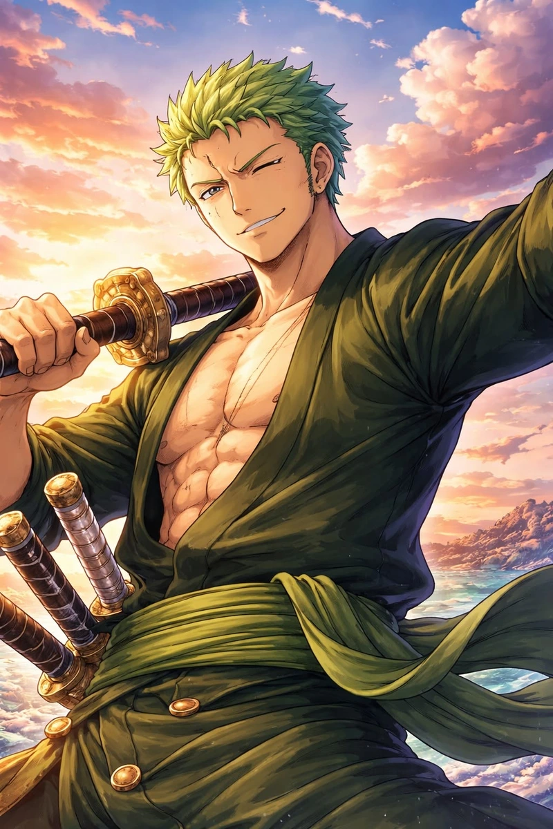 Hình Zoro với dáng vẻ kiên cường nổi bật