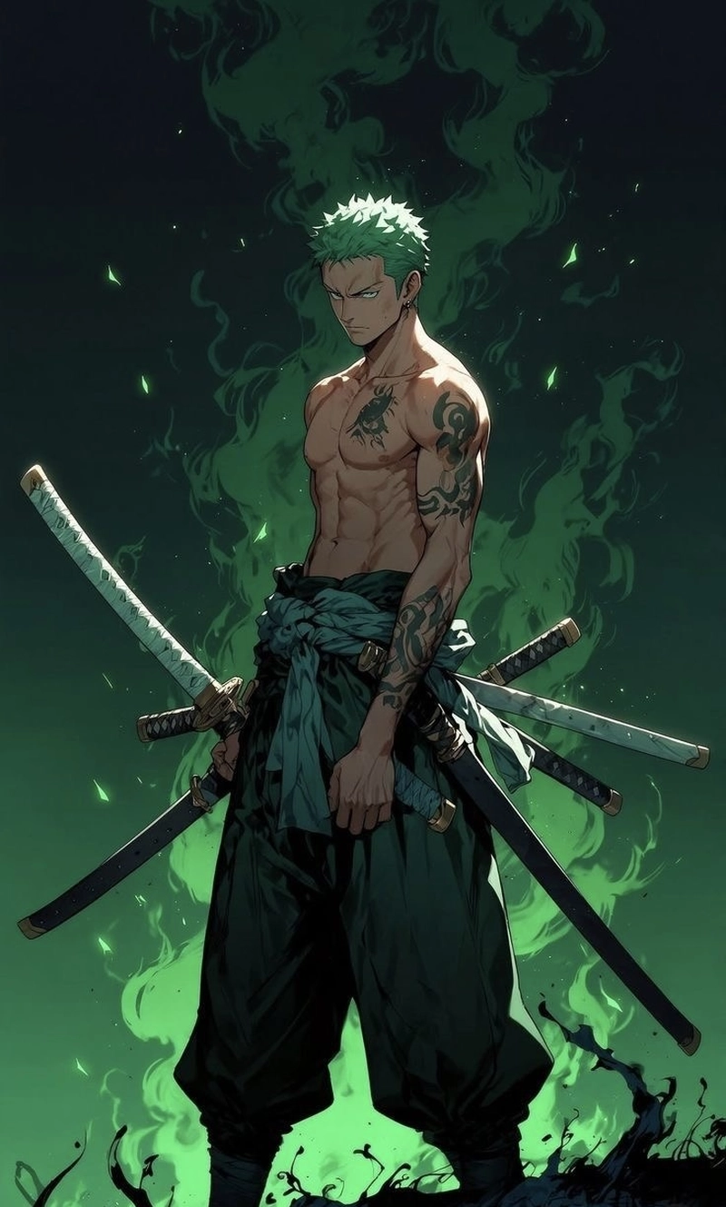 Hình Zoro với phong cách anime mạnh mẽ nổi bật