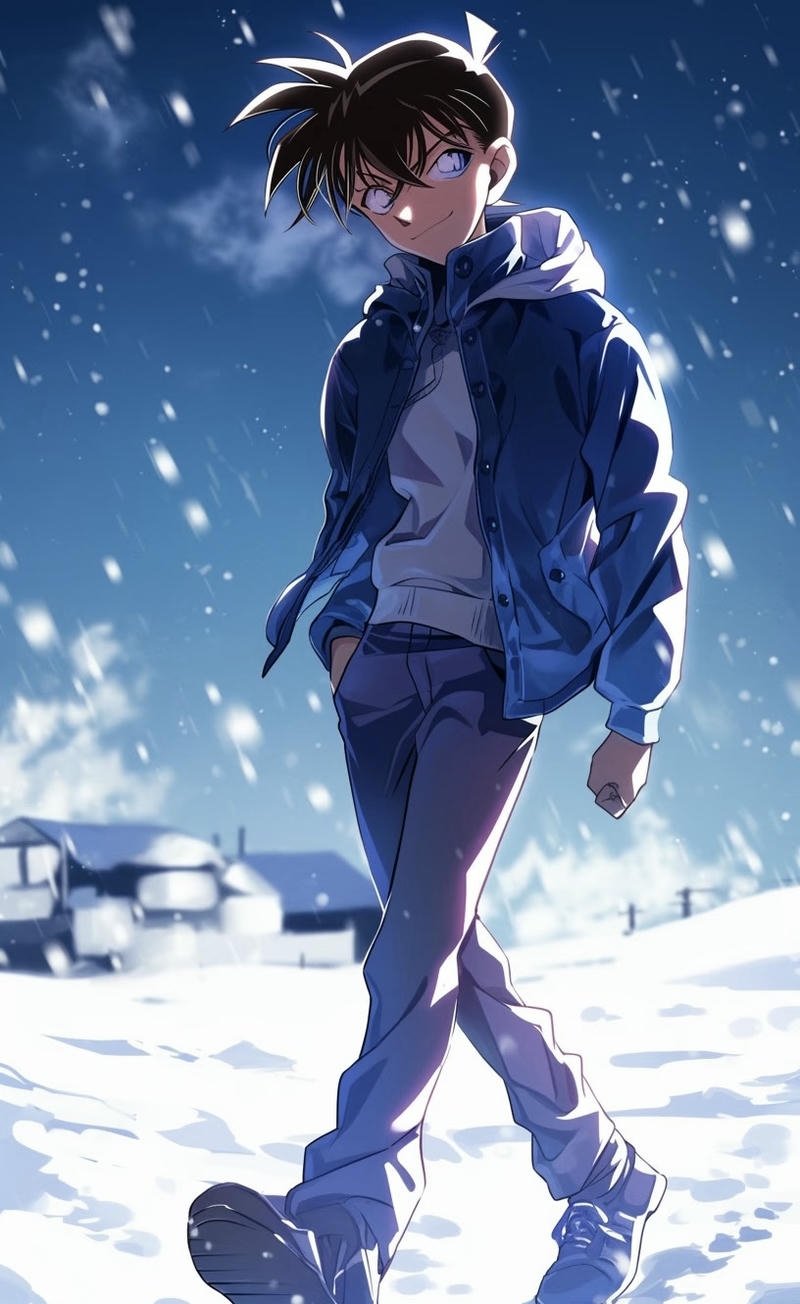 Hình ảnh Kudo Shinichi anime thể hiện trí tuệ sắc bén
