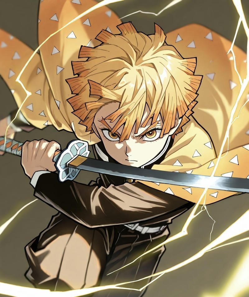 Hình ảnh Zenitsu anime với tạo hình quen thuộc đẹp