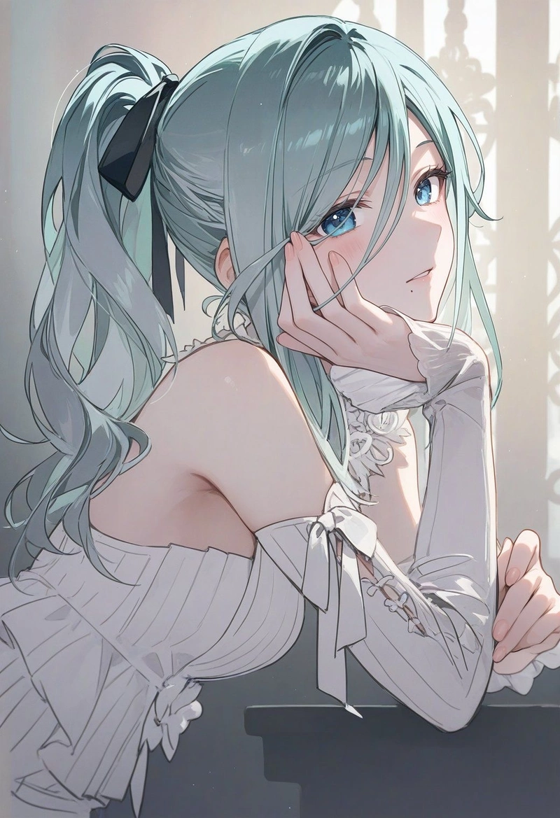 Hình anime nữ với mái tóc vàng nổi bật nhẹ nhàng