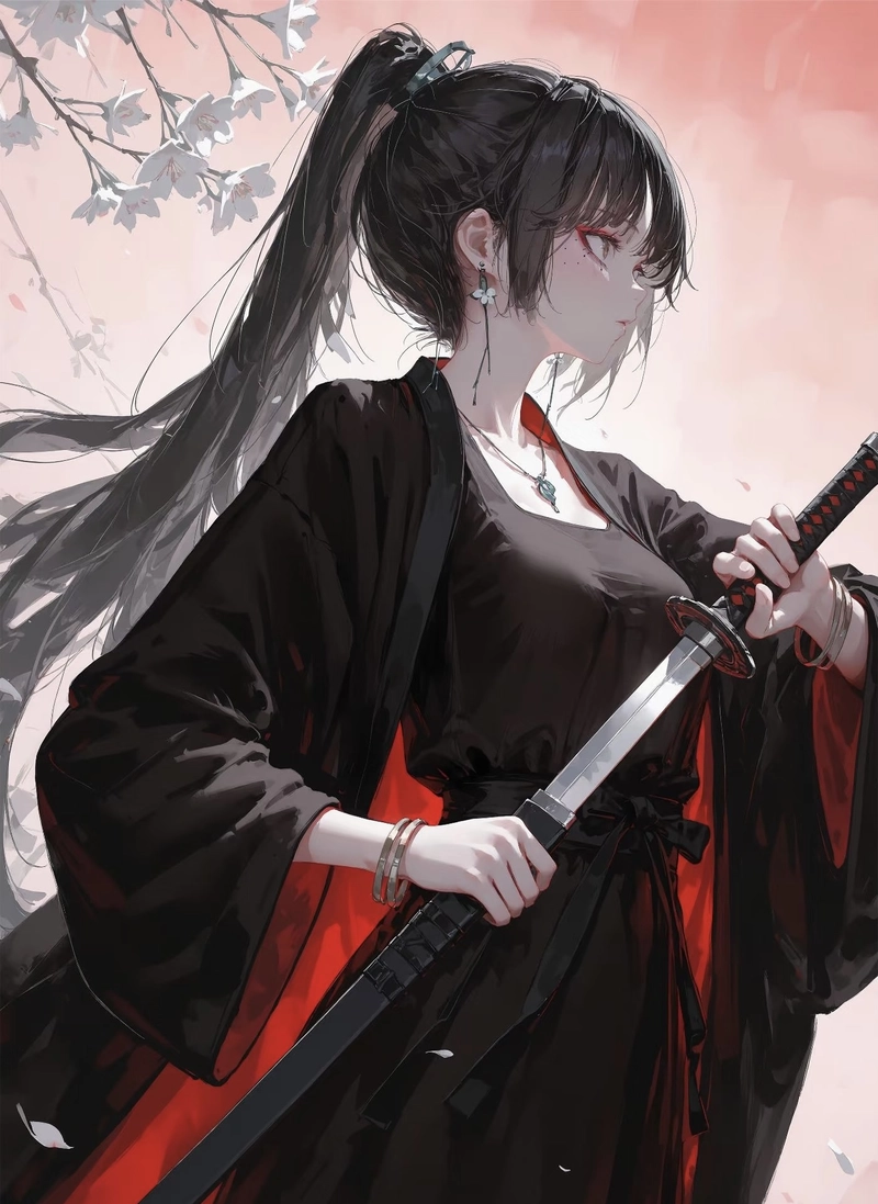 Hình cô gái anime cùng thanh kiếm đầy uy lực