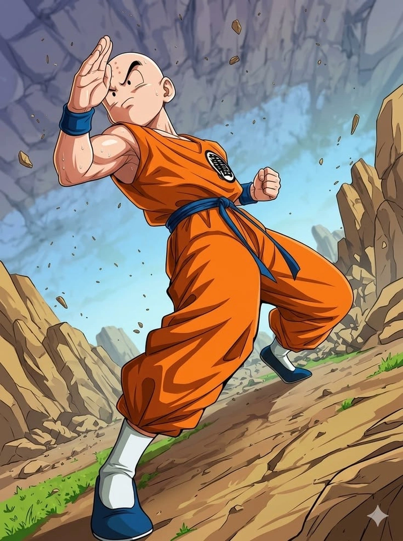 Hình nền nhân vật chiến binh với hào quang sáng Krillin