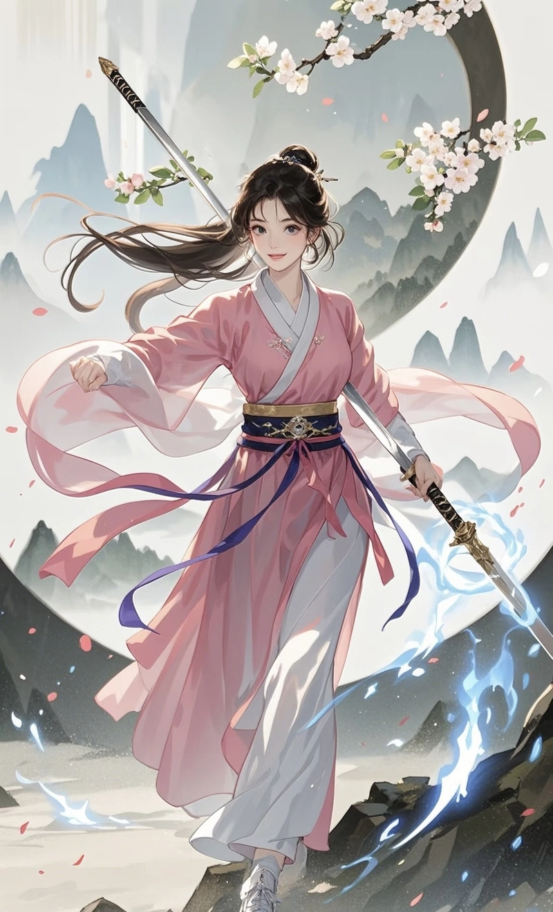 Hình nhân vật nữ anime cầm kiếm đầy khí chất