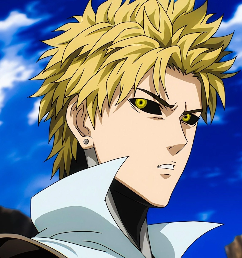 Khoảnh khắc anime Genos ánh mắt đầy uy lực